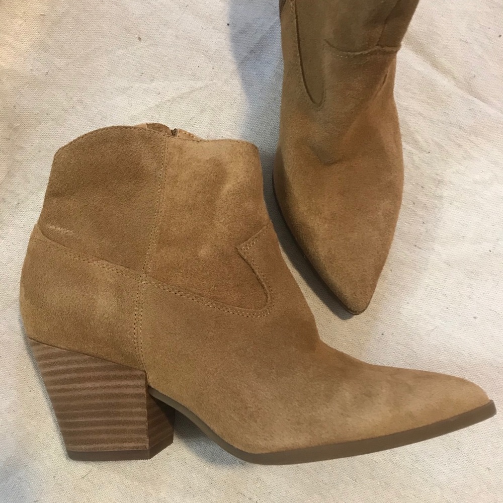 Lucky Brand western style suede ankle boot.